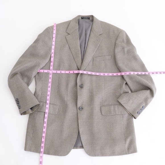 Andrew Fezza  Olive Houndstooth Silk & Wool Blazer Size 42R - Picture 5 of 15